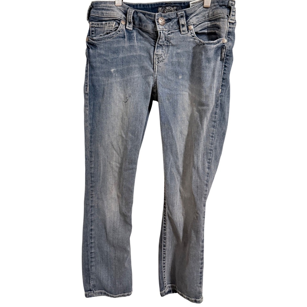 Silver Jeans‎ Co Miko Capri Womens 29 Light Wash Blue Denim Mid Rise Cropped